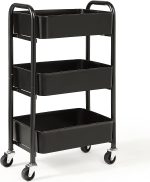 SunnyPoint 3-Tier Delicate Compact Rolling Metal Storage Organizer - Mobile Utility Cart Kitchen/Under Desk Cart with Caster Wheels (Turq, Compact (15.5" X 26.8" X 10.27")) - Image 2
